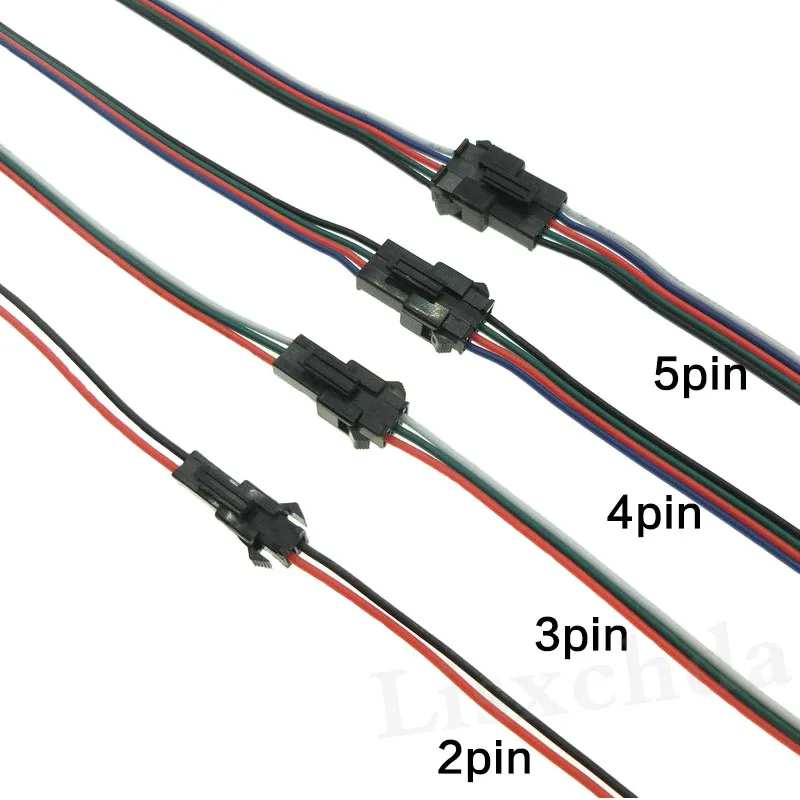 

5pairs Connector 2 x 15cm 2 3 4 5 pin Male/female connector for led strip light Lamp Driver CCTV