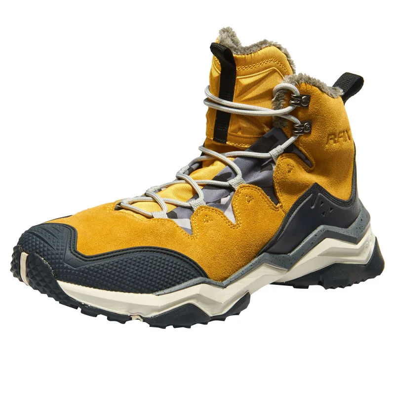RAX походные ботинки мужские водонепроницаемые зимние ботинки меховая подкладка легкая Треккинговая обувь теплые уличные кроссовки горные ботинки мужские - Цвет: yellow