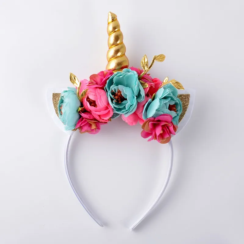 

8pcs/lot Unicorn Floral Crown Hair Band For Kids Unicorn Horn Headband Baby Girl Hair Accessory Photo Prop