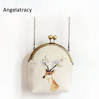 

New Arrival Deer Summer Vintage Chain Mouth Gold Metal Frame Bag Mobile Phone Card Key Women's Handbag Messenger Bag Crossbody