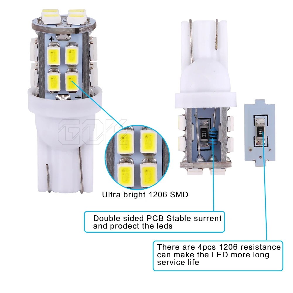 2 шт. высокое качество T10 led 20smd 1206 3020 Автомобильный W5W t10 20LED 196 194 168 автомобильный