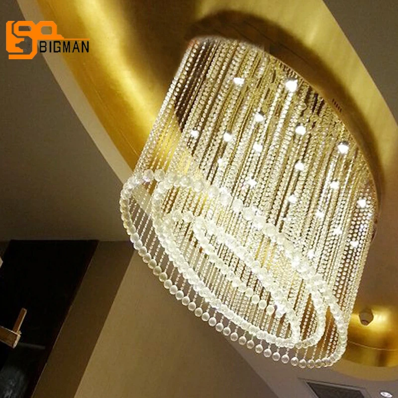 

new oval design crystal chandelier lighting AC110V 220V lustre LED living room lamp