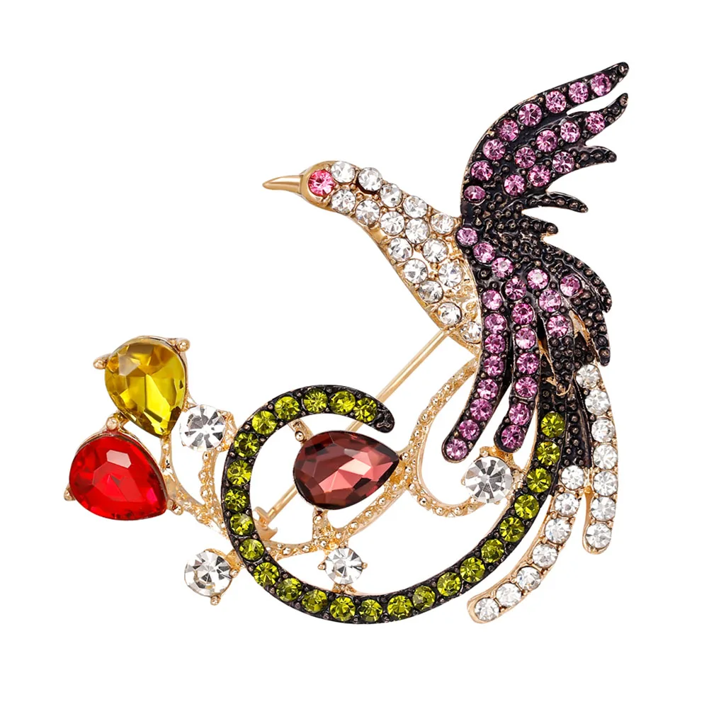 1Pc Unique Women Wedding Brooches Luxury Colorful Zircon Phoenix Bird