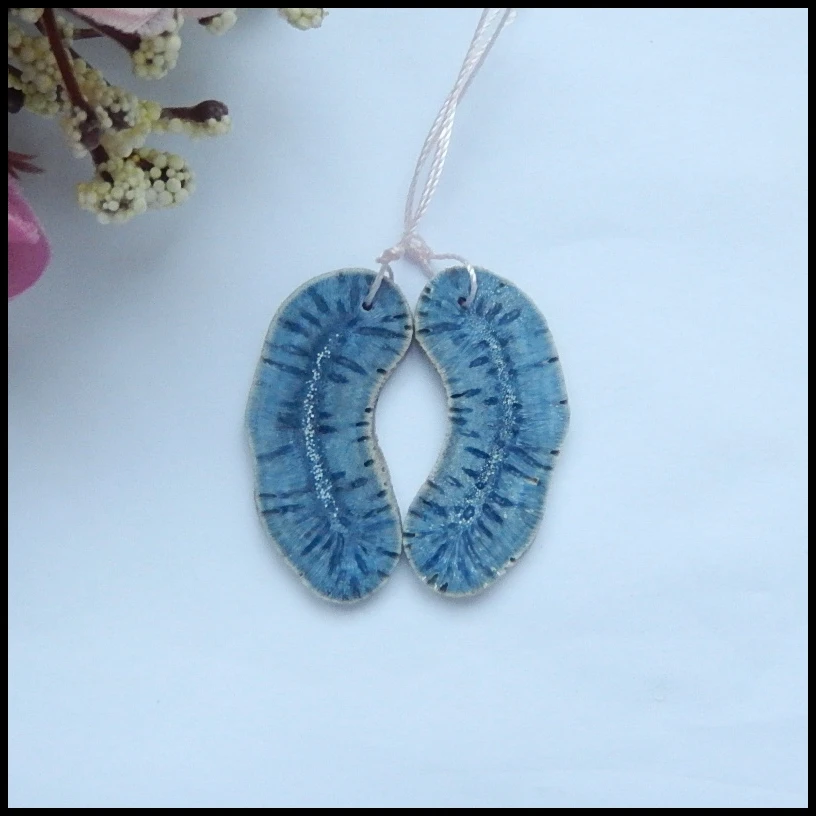 

Natural blue coral Earring, Charms Women Earrings Jewelry Gift Gem Customized,39x13x3mm,6.4g