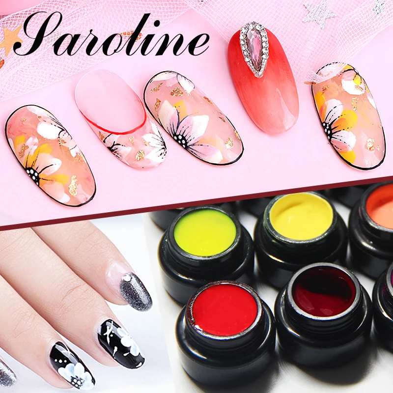 

Saroline 5ml Creative Painting Gel 12Colors Semi-permanent Soak-off Uv Led Nail Gel DIY Silk Spider Creative Nail Art Manicure