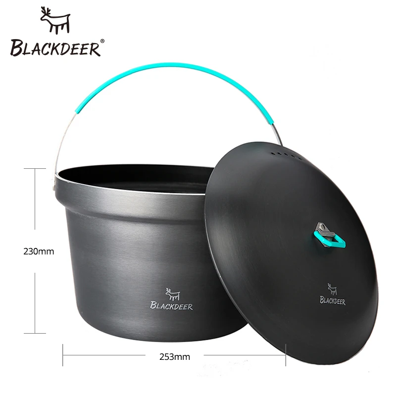 BLACKDEER acampar al aire libre Durable utensilios de cocina olla cocina Picnic Pan Camping Picnic vajilla sopa olla de arroz de aluminio anodizado de 3 L