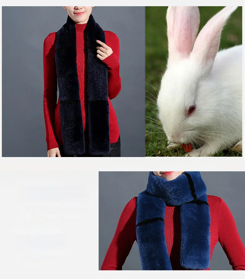 Russian Plus Size100% natural Rabbit Fur scarves Long Real Fur Scarves Female 2018 Winter Scarf For Women  (3)