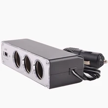 3 Way 12V Multi Socket Car Cigarette Lighter Splitter USB DC Charger Adter Extension Cord Vehicle Car Electronic Accessory