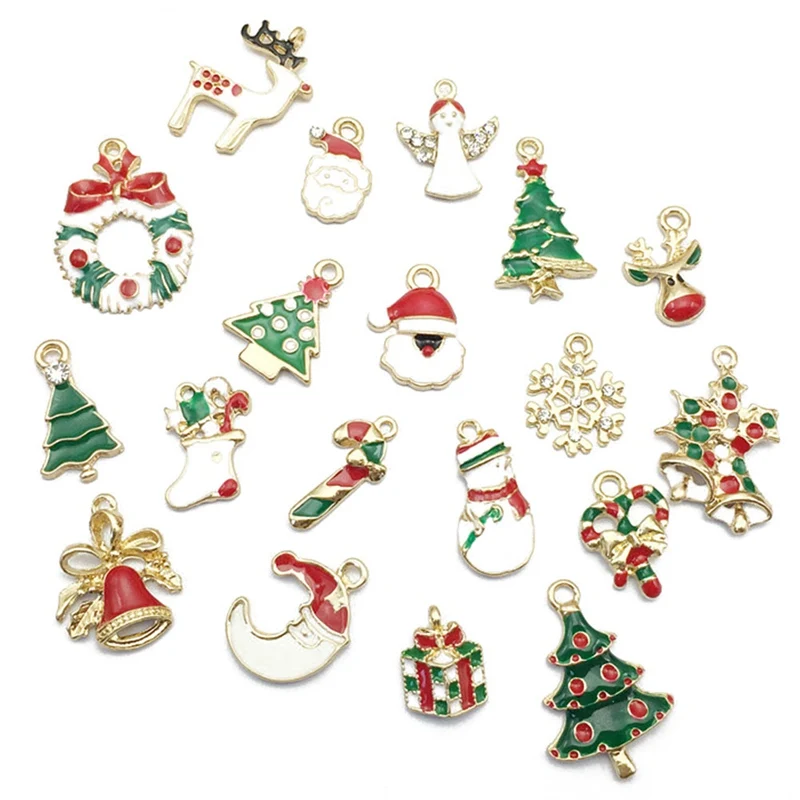 

Christmas Pendant 19pcs DIY Jewellery Drip Pendant Xmas Tree Decor Bracelet Necklace Accessories Alloy New Year Christmas Decor