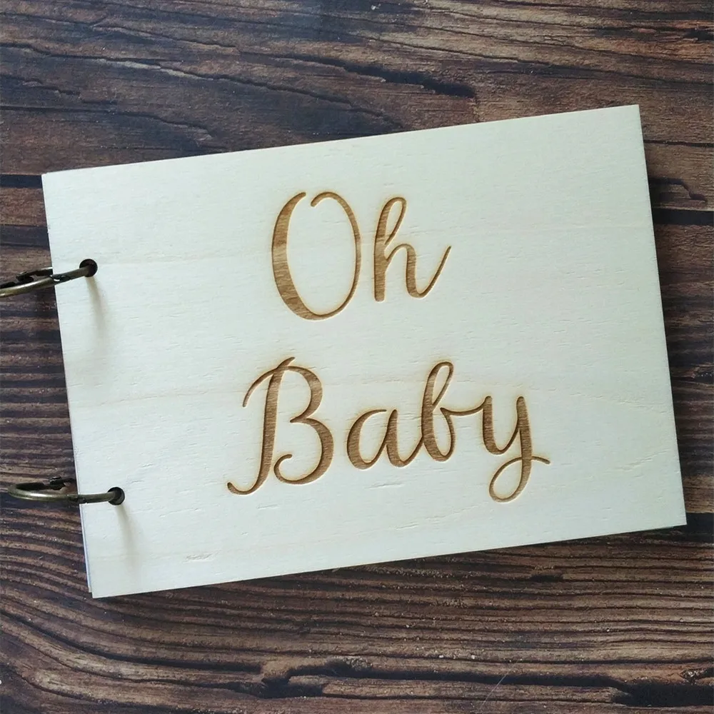 

Oh Baby Script Baby Shower Wooden Guest Book Rustic Guestbooks Wood Scrapbook Memory Book Album Gift