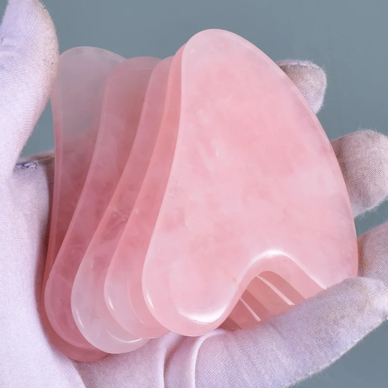 

10pc Gua Sha Scraping Massage Tools Natural Rose Quartz 100% Handmade Guasha Board for SPA Acupuncture