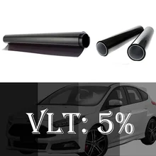 Tinte de ventanilla para coche, película de vidrio, Protector de Anti UV negro, rollo de VLT con rascador, película de verano, pegatina de parasol, transmitancia 5%