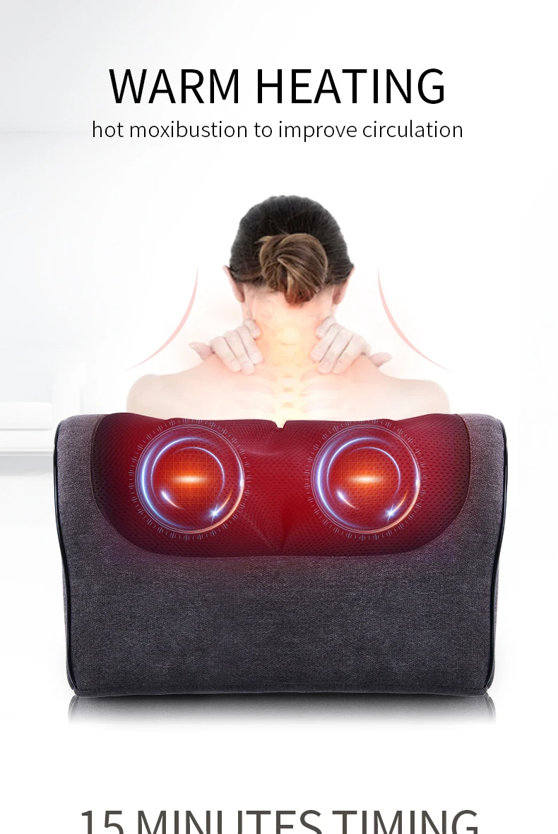 JinKaiRui Shiatsu Knead Rechargeable Neck Massager Pillow Wave Curve Home Car Dual-use Massage healthy Massagea For Shoulders-14