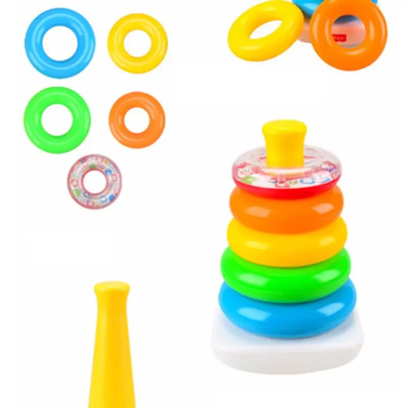 

Multi Colors Ring Pyramid Baby stacking toys Set Brain Teaser Educational Tool