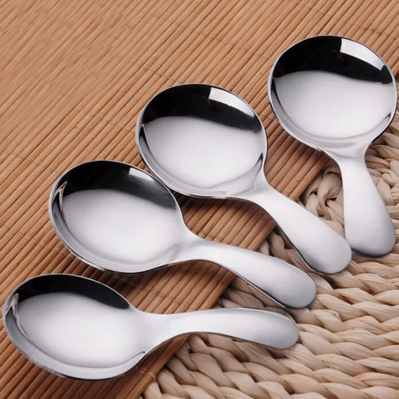 100pcs Stainless Steel Kitchen Spoons Condiment Ice Cream Spoon Short