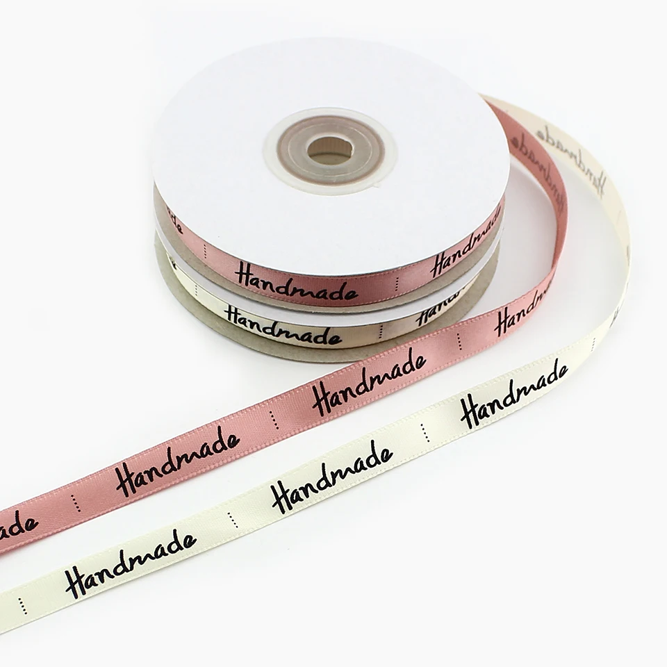 

HUADODO 10mm 25Yards Silk Satin Ribbon Printed Handmade Design For Wedding DIY Crafts Gift Packing Belt Sewing Accessories 3/8"