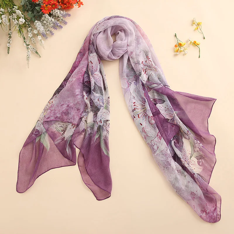 Shanghai Story Silk Scarf Women Spring Summer Wrap Luxury Foulard Beach