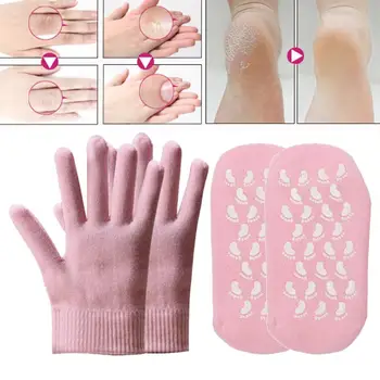 

2 Pairs Reusable SPA Gel Socks Gloves Moisturizing Whitening Exfoliating Smooth Hands Feet Care for Adult Hand Mask
