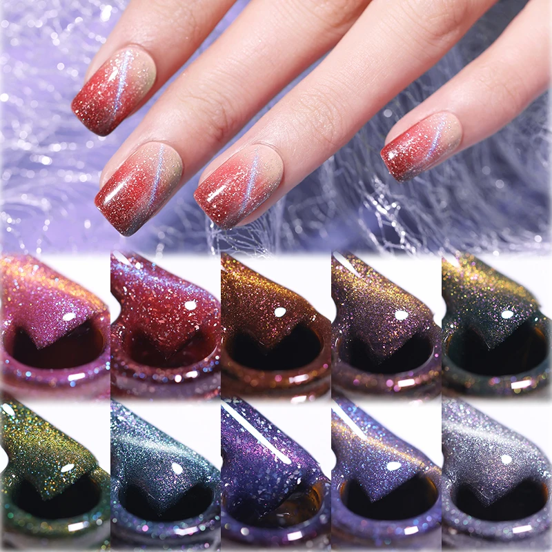 

UR SUGAR Glitter Magnetic Nail Polish Thermal Color Changing Soak Off Sequins Shiny Gel Varnish Nail Art Decoration 7.5ml
