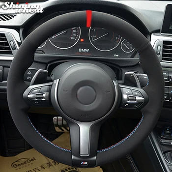 

Black Suede Car Steering Wheel Cover for BMW F30 F33 F87 M2 F80 M3 F82 M4 M5 F12 F13 M6 F85 X5 M F86 X6 M Sport