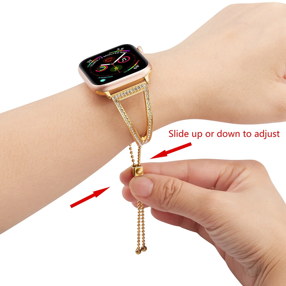 Женский браслет для Apple Watch 38 мм 42 40 44 из нержавеющей стали с бриллиантами модный