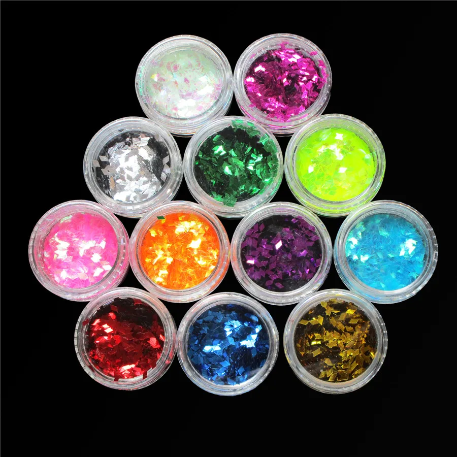 12 Color Nail Glitter Sequins Nail Art Decoration Holographic Chunky Glitter DIY Laser Flash Sequin Flake for Nail Decor, Makeup