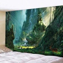 Будда на дне долины, гобелен на стену, мандала, Богемия, 5 размеров, спальный коврик для путешествий, полиэстер, ткань