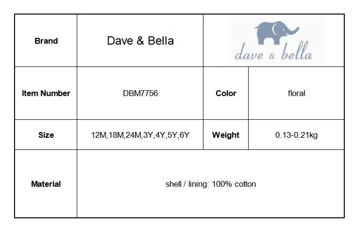 Dave bella/осеннее модное платье с цветочным рисунком для маленьких девочек; детское платье для дня рождения; детская одежда для малышей; DBM7756