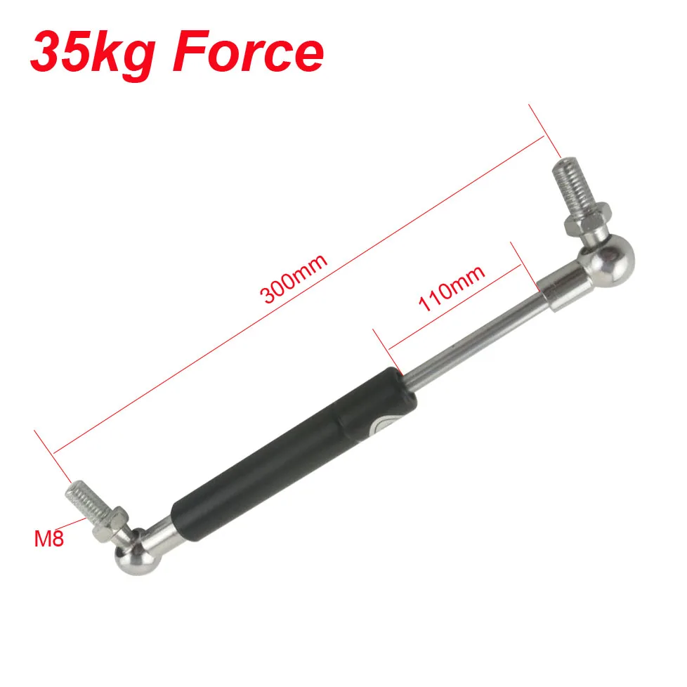 35KG/77lbs 110mm Stroke 300mm Hole Distance Gas Spring Ball Studs Lift