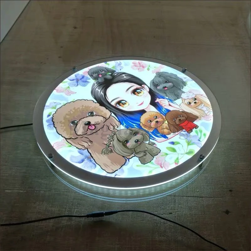 

Wall Mounted Round Acrylic Frameless Menu Signs box,Slim Acrylic LED Illuminated Round Menu Case Light Panel for Advertising