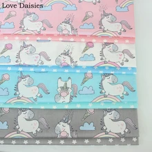 Хлопок саржа Розовый Белый Серый Аква Радуга конус Единорог звезды ткань для комплект кровати «сделай сам» подушки лоскутное Декор ручной работы