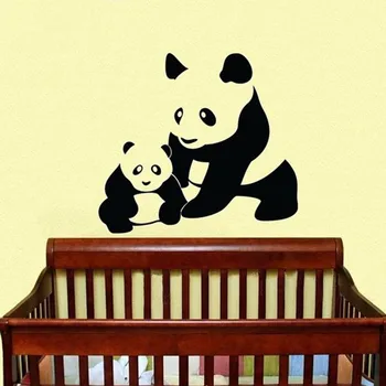 

Free Shipping Large Size 96*91cm Cute Pandas Animals Wall Decal Vinyl Wall Stickers Art Decorative Sticker