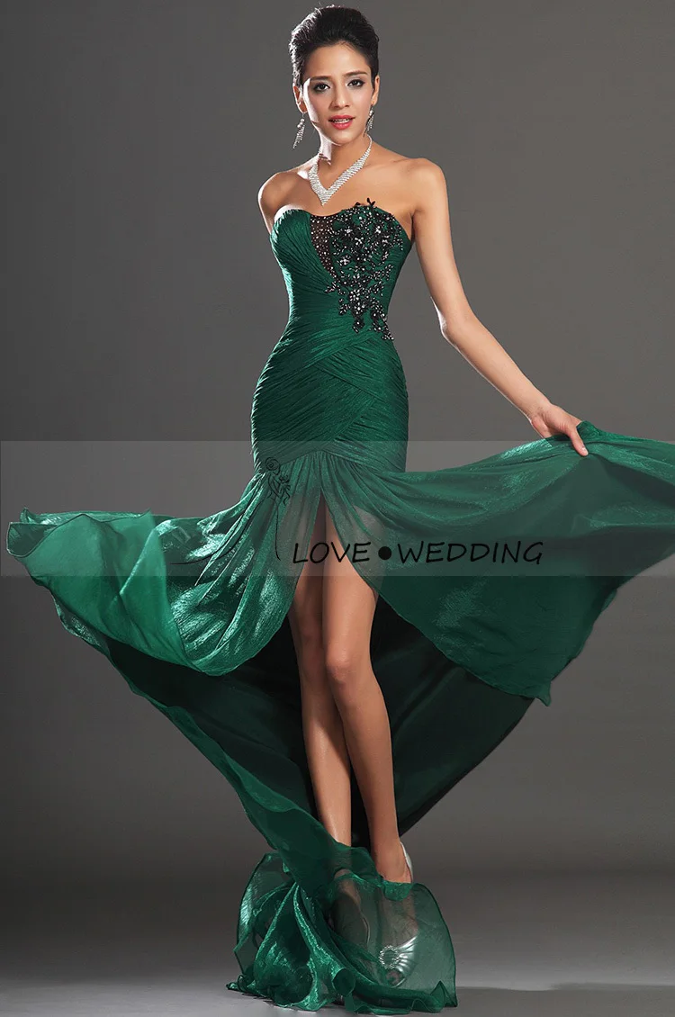 Aliexpress.com Acheter Pas cher Robe De Renda Robe De soirée fente ouverte Leg sirène importés parti vert émeraude robes De soirée pour les grandes femmes