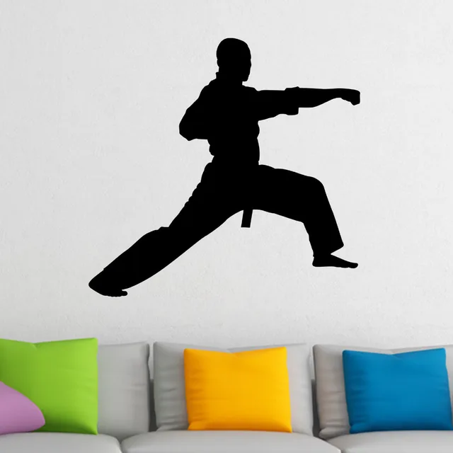 Karate Art Vinyl Sticker Mural Martial Art Decal for Boys Room Decorin Wall Stickers from Home