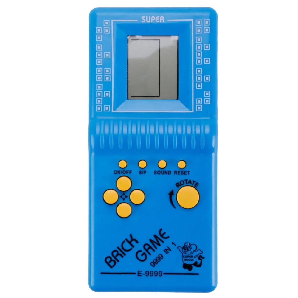 HLF Console de Jeu rétro Bloc Console de Jeu en Brique avec Coque de Couleur et Grand écran alimenté par 2 Piles AA construisent 23 Jeux et avec Un Petit Corps Bleu