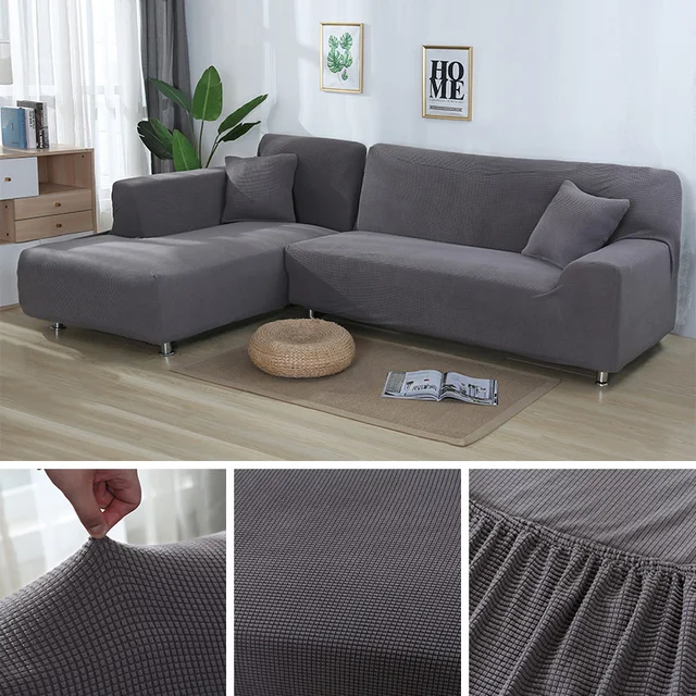 2 Pieces Covers For L Shape Sofa Jacquard Stretch Elastic Corner 2 Pieces Covers For L Shape Sofa Jacquard Stretch Elastic Corner Cover Living Room Chaise Lounge Couch Sectional