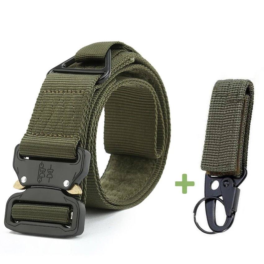 Военный тактический ремень для мужчин, армейский нейлоновый ремень с металлической пряжкой для джинсовых брюк 4,3 см, мужской ремень для тяжелых условий службы, пояс на липучке - Цвет: Army Green Match