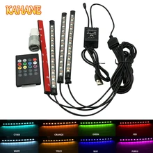 Кахане 4×12 светодиодные RGB Авто Дистанционное управление пол салона автомобиля Декоративные Атмосфера свет лампы полоски USB + Авто-прикуриватели