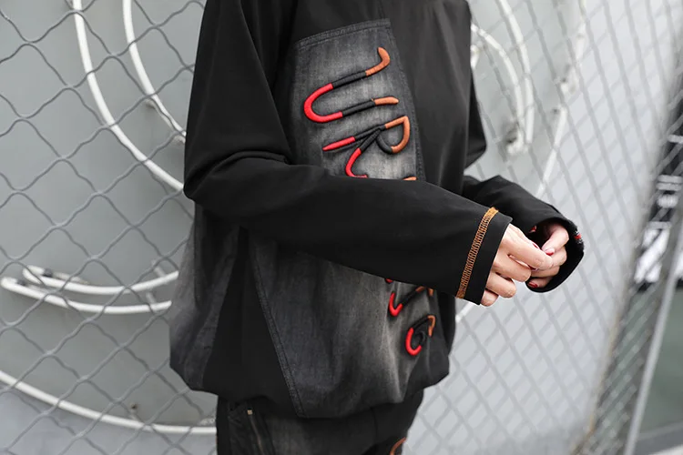 Max LuLu/ модная одежда в Корейском стиле, женские джинсовые топы и штаны в стиле панк, Женский комплект из двух предметов, наряды с вышивкой, винтажный спортивный костюм