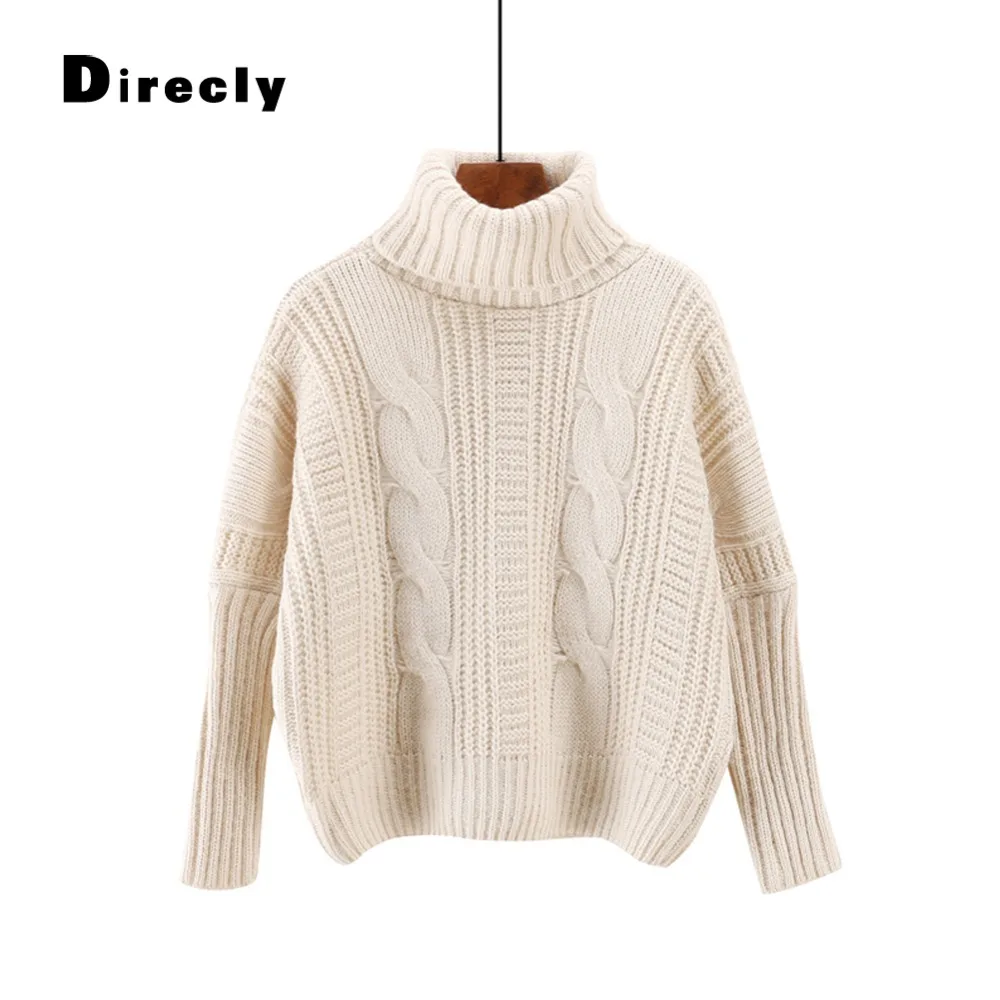 

Direcly 2018 Sweater And Pullover For Women Fall Winter Turtleneck Thick Batwing Sleeve Top Knitwear Female Jumper Knitted
