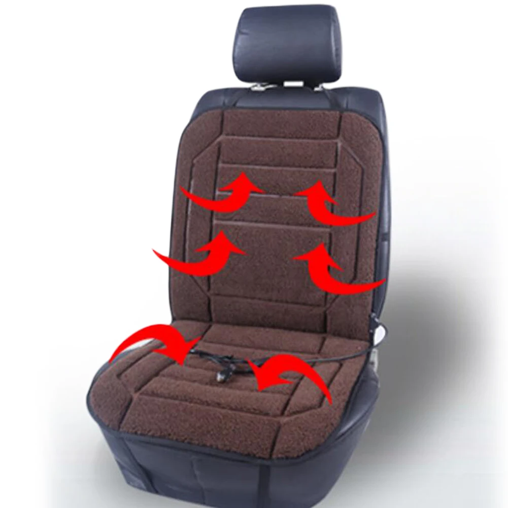 Автомобильный коврик для подушки сиденья с подогревом 12 В, автомобильный теплый чехол для сиденья, зимний аксессуар для сиденья для вождения, красный и серый цвет, Комплект подушек для спины