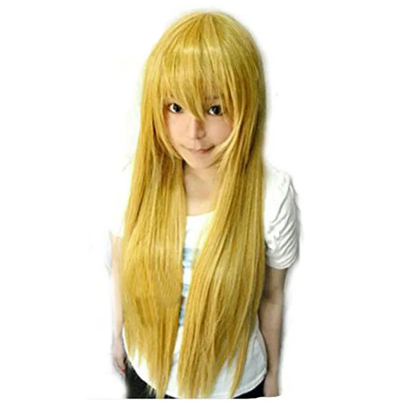 

80cm Long Straight Vocaloid Golden Yellow Synthetic Cosplay Wig Hair + Wig Cap