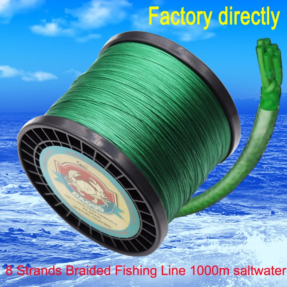 

Daoud 8 Strands Braided Fishing line 1000m Super Strong Japanese Multifilament PE braid line 100LB 200LB