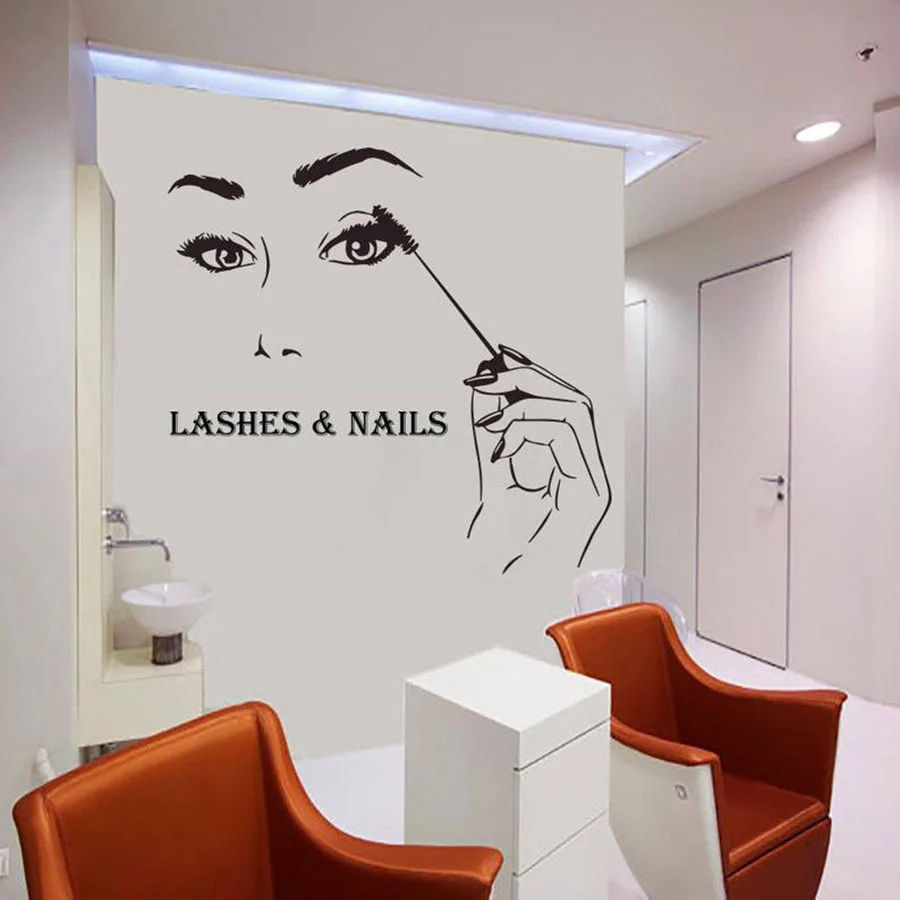 Lashes&Nail Wall Decals Beauty Salon Manicure Beautiful Girls Mural