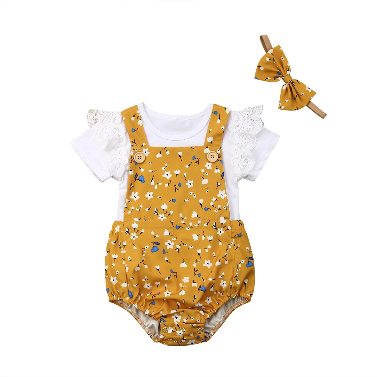 

0-18M Newborn Baby Girl Ruffle Tops Baby Girl Short Sleeve Shirt Tutu Pants Shorts Floral Clothes Outfits Set