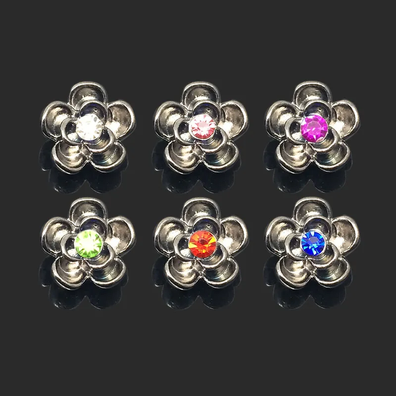

Wholesale Crystal Flower 015 Rhinestones Metal Snap Buttons Fit 12mm Snap button bracelets Earrings necklace For women