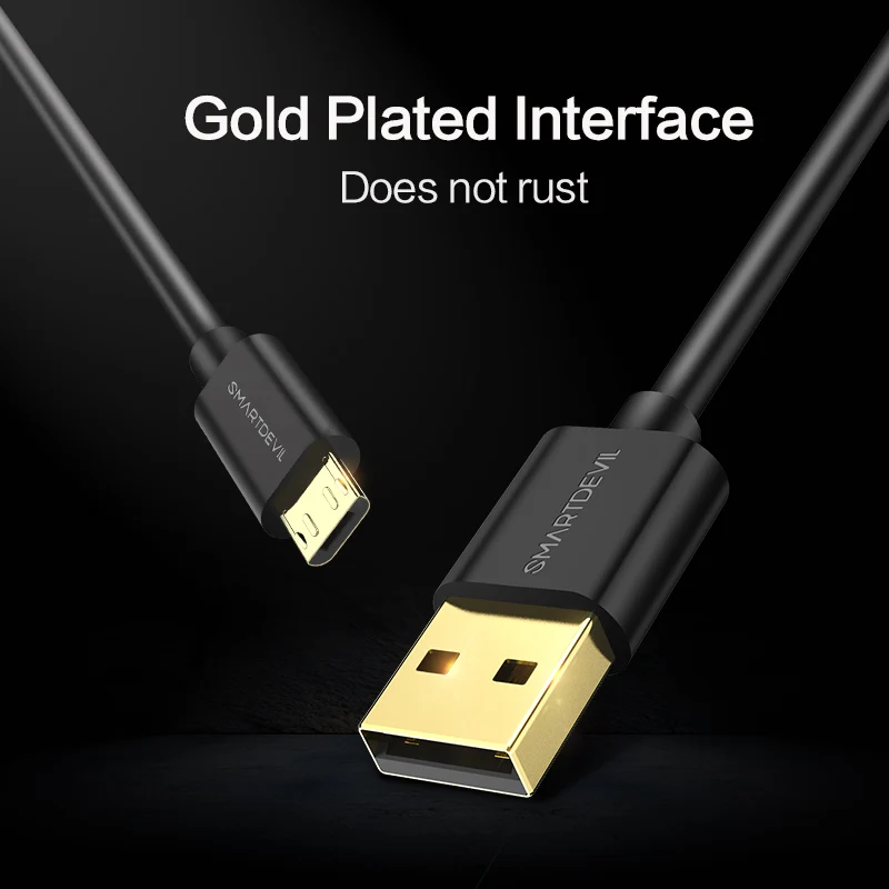 SmartDevil Cable Micro USB 3A de carga rápida Cable de datos para Samsung Xiaomi Tablet Android Teléfono Móvil Cable de carga del Cable del cargador