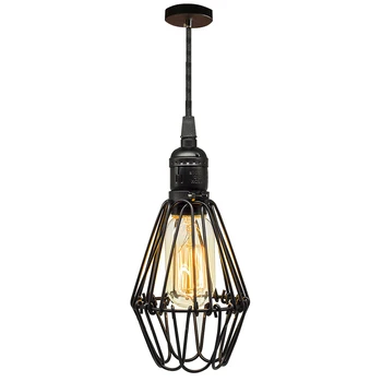 

Vintage Industrial Nordic Wrought Iron Loft Style Retro Led Pendent Light Cage Lampshade Decor Pendant Lighting No B