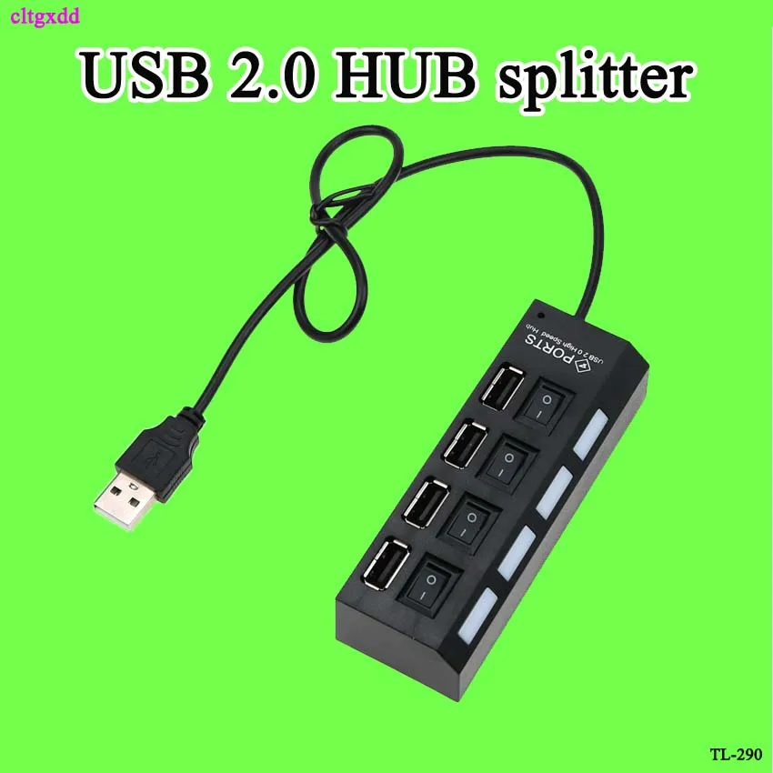 

cltgxdd USB HUBS 4 Port USB 2.0 Hub On/Off Switches + DC Power Adapter Cable for PC Laptop 9910