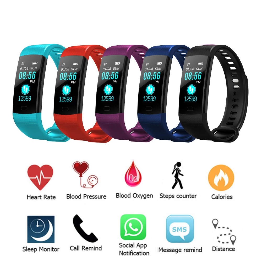 

Smart Bracelet Fitness Tracker Bluetooth Watch Hear Rate Blood Pressure Smart Band Color Screen Women Sport Fitness Wristband